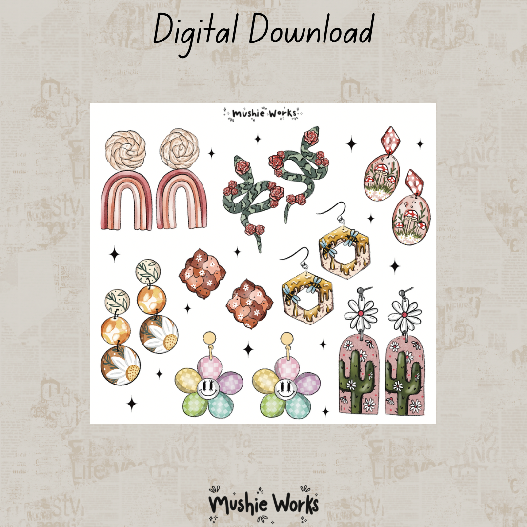 Clay Earrings Mini Sheet - Digital Download