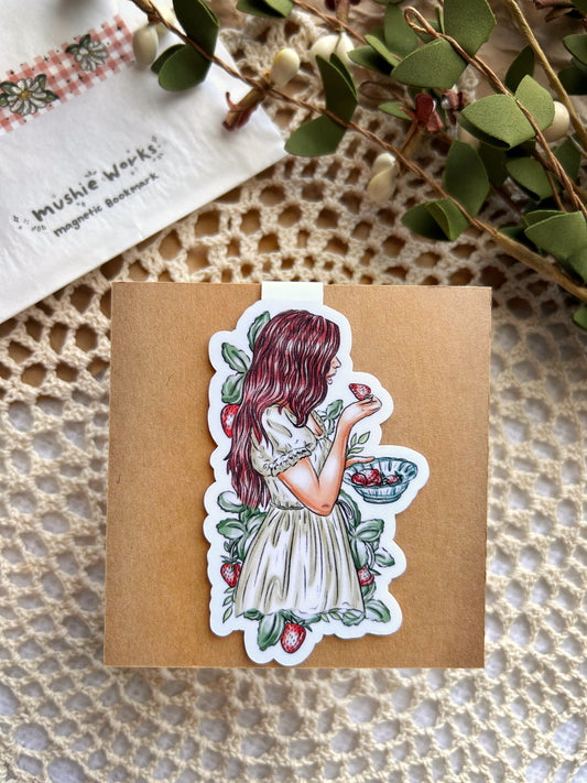 Strawberry Girl Magnetic Bookmark