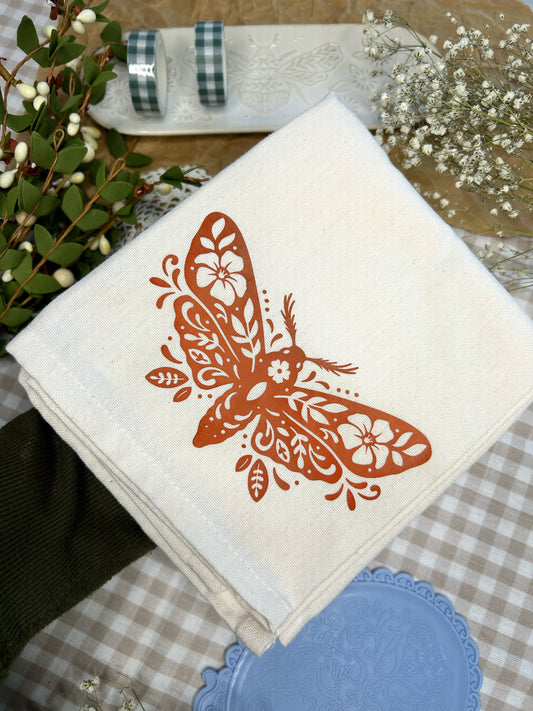 Floral Moth Tea Towel