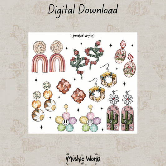 Clay Earrings Mini Sheet - Digital Download
