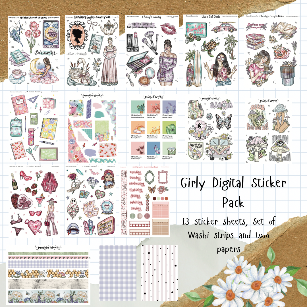 Girly Digital Sticker Pack - Digital Download