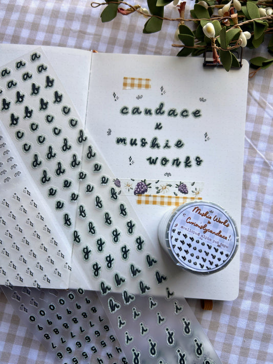 Sage Green Cursive Alpha Pet Tape